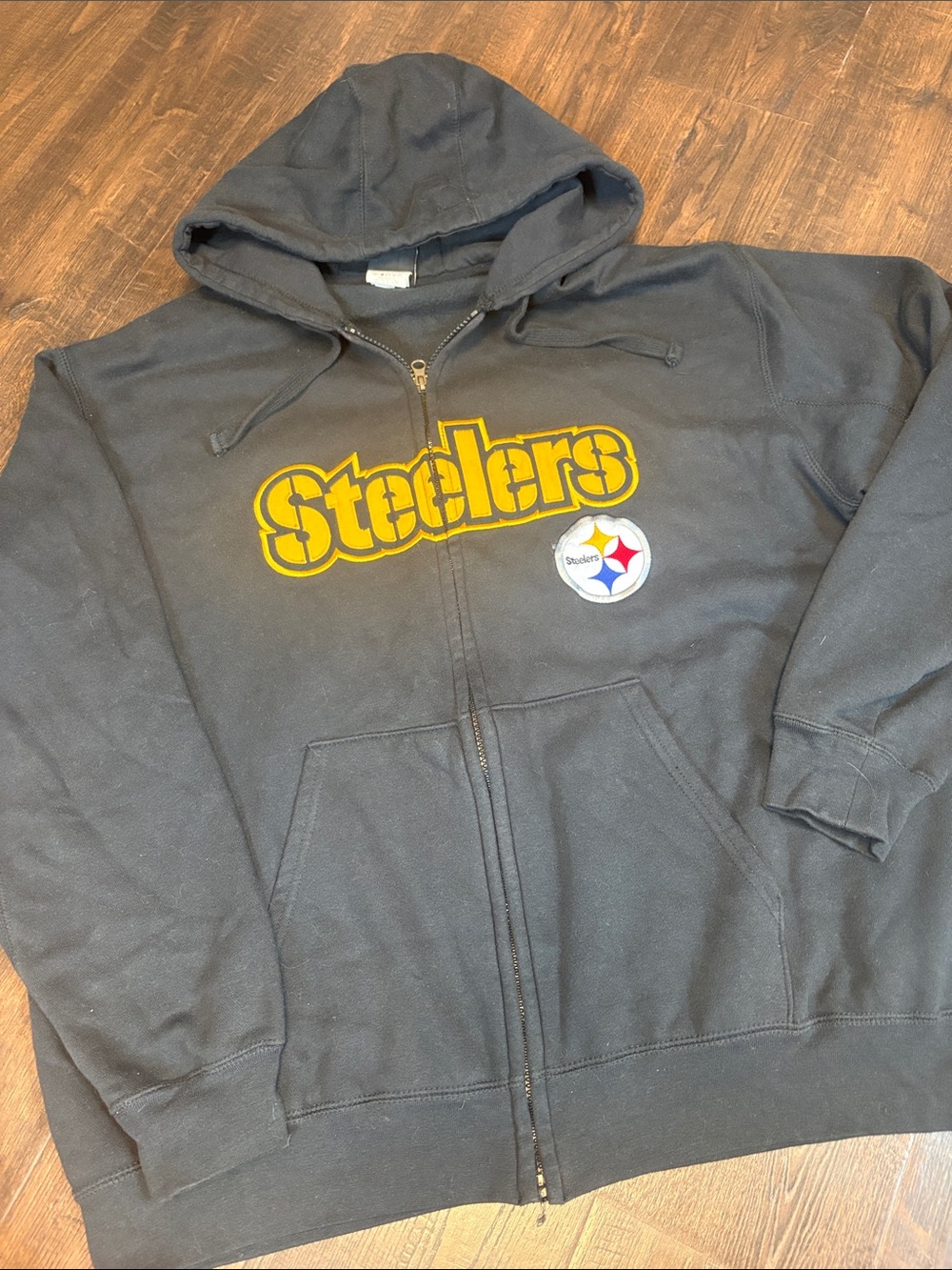 NFL Team Apparel Pittsburgh Steelers Black Zip-Up Hoodie unisex 2xl